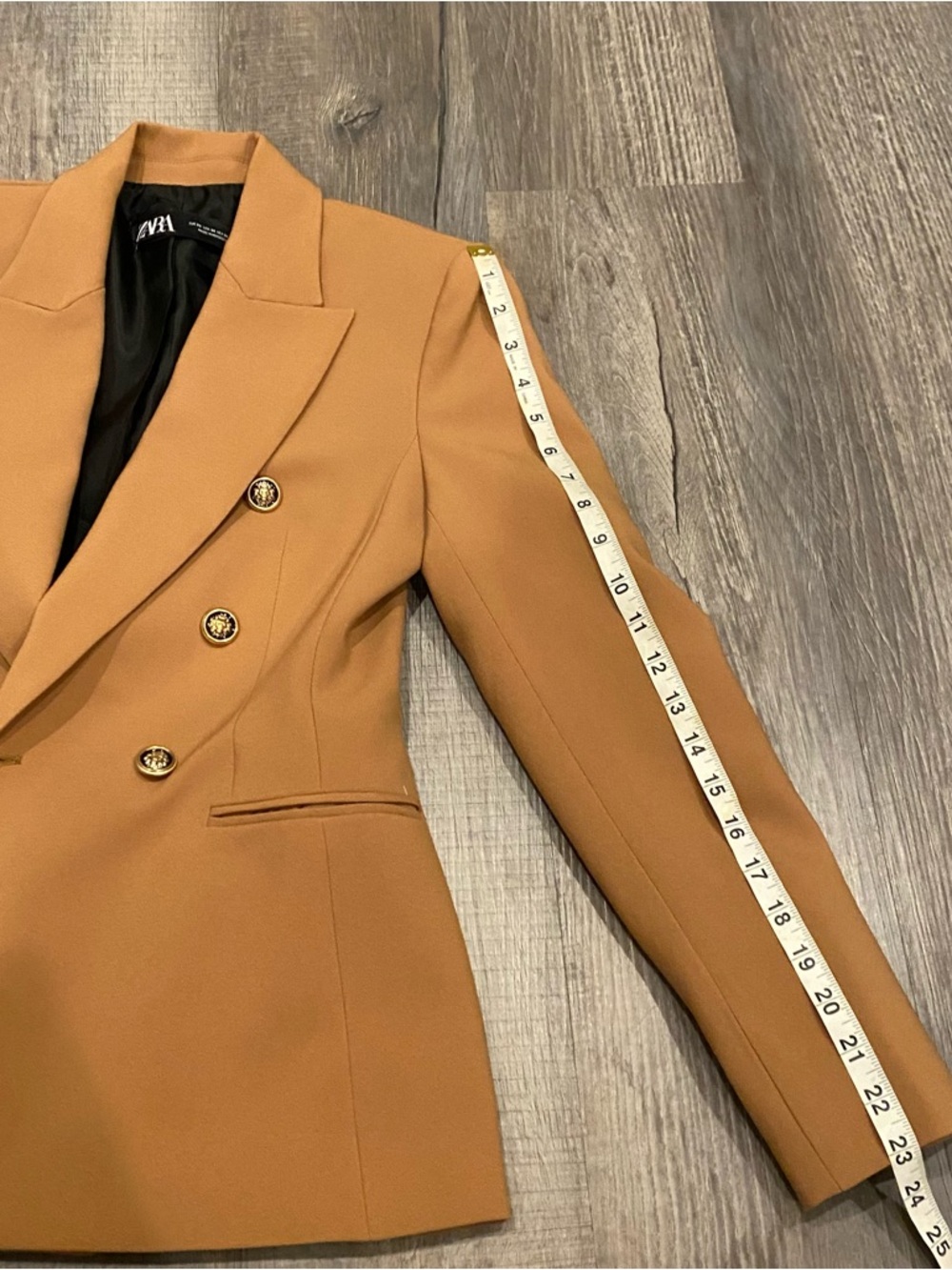 ZARA Double Breasted Camel Blazer XS - Picture 16 of 16
